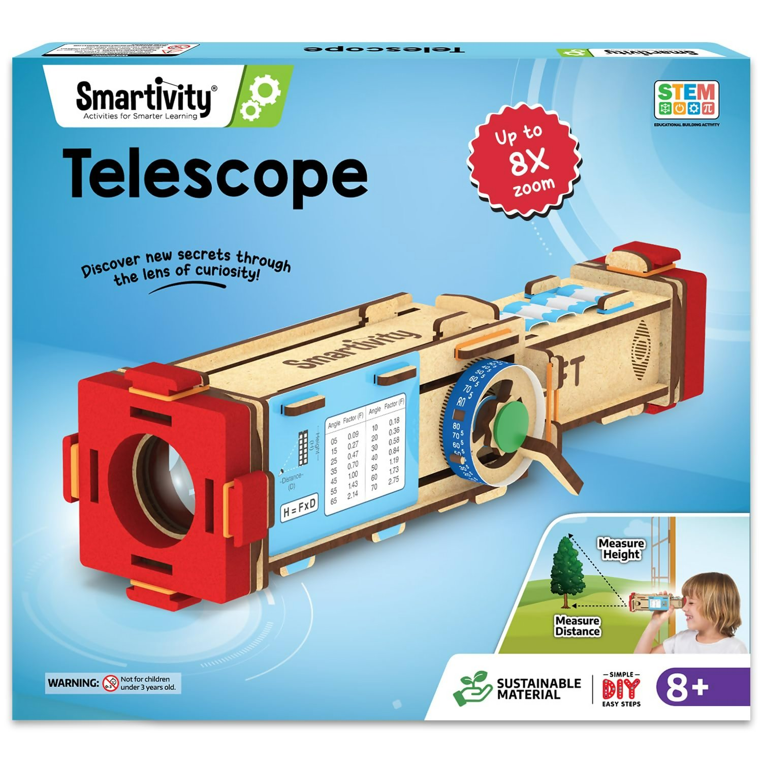 Smartivity Telescope Toy For Kids Age 8, 9, 10, 11, 12, 13, 14 Years Old Measure Height & Distance