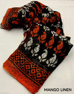 Thumbnail for Orange Linen Blend Ethnic Motifs Saree with Unstitched Blouse - A2M