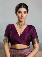 Thumbnail for Shree Shyam Fashion Wine Silk Blend Saree - Distacart
