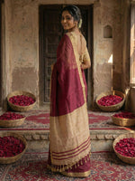Thumbnail for Astita Wine Cotton Saree - Distacart