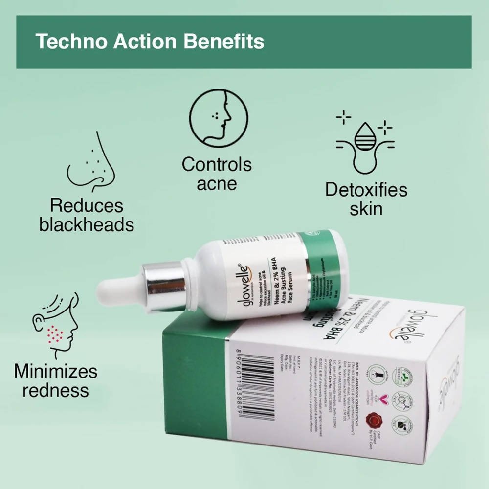 Aaryanveda Glowelle Neem & 2% BHA Acne Busting Face Serum