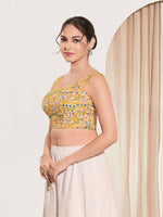 Thumbnail for Joban Fashion Yellow Viscose Rayon Padded Blouse With Square Neck Sleeveless - Distacart