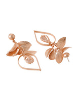 Thumbnail for NVR Women Rose Gold Leaf Shaped Drop Earrings - Distacart
