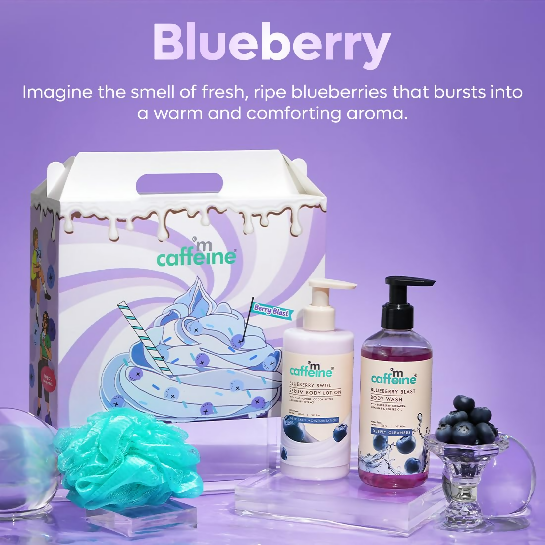 mCaffeine Blueberry Escape Bath & Body Gift Kit Set - Distacart