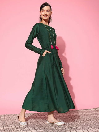 Ahalyaa Women's Traditional wear Ethnic Dress - Green - Distacart