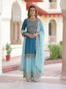 Teeya Creation Sky Chinon Silk Designer Wedding Wear Embroidery Work Palazzo - Distacart