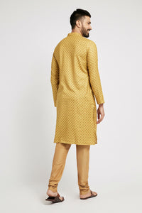 Thumbnail for Ethnic India Yellow Men's Kurta Abstract Polyester - Distacart