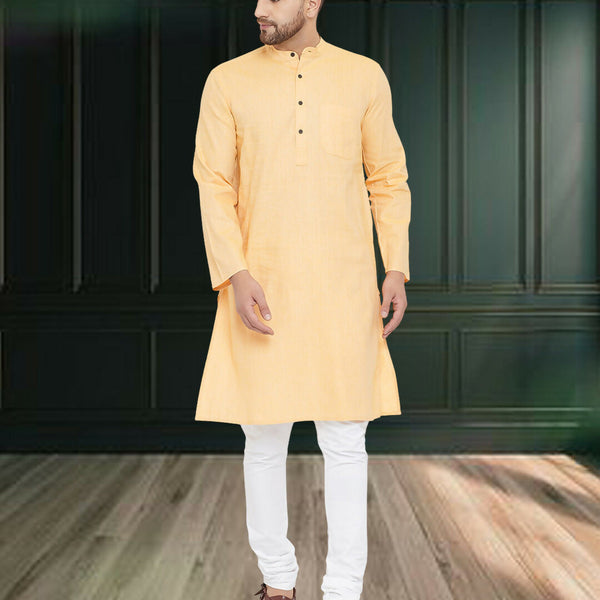 Even Apparels Men's Pure Cotton Yellow Kurta - Distacart