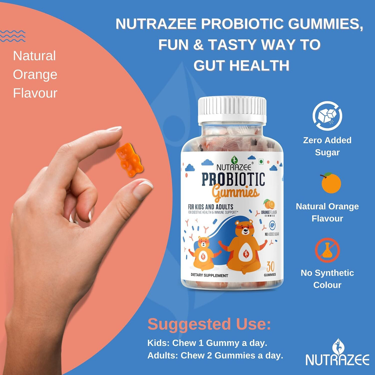 Nutrazee Probiotic Gummies For Kids & Adults - Distacart