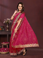 Thumbnail for Ai Fashion Magenta Georgette Digital Print Party Wear Saree