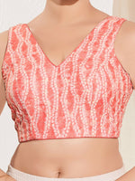 Thumbnail for Joban Fashion Peach Viscose Rayon Padded Blouse With V Neck Sleeveless