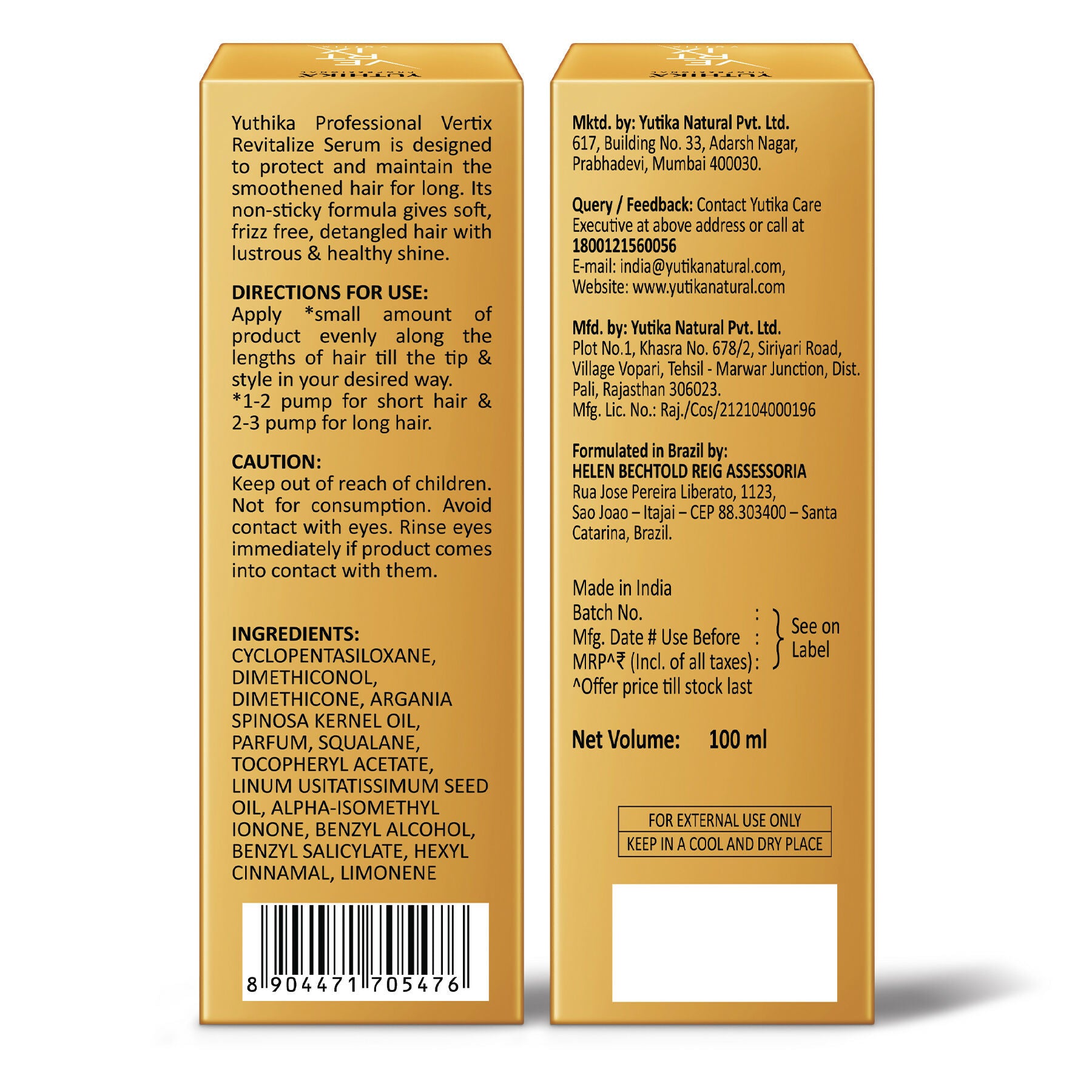 Yuthika Professional Vertix Revitalize Hair Serum - Distacart