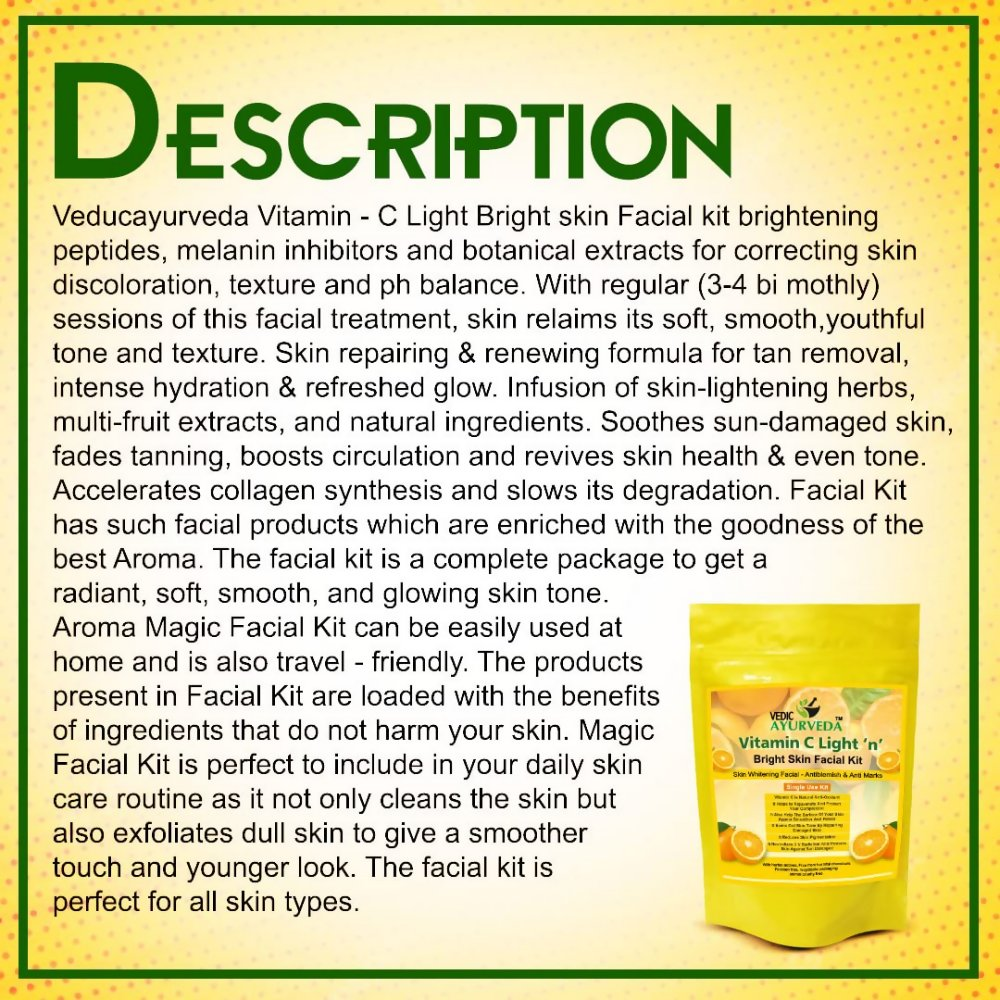 VedicAyurveda Vitamin C Light 'n' Bright Skin Facial kit - Dista