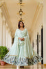 Teeya Creation Mint Green Chinnon Heavy Work Long Wedding Gown - Distacart