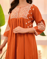 Thumbnail for The52 Women's Beautiful Viscose Rayon Fabric Thread Work Flared Kurta Pant Set - Distacart