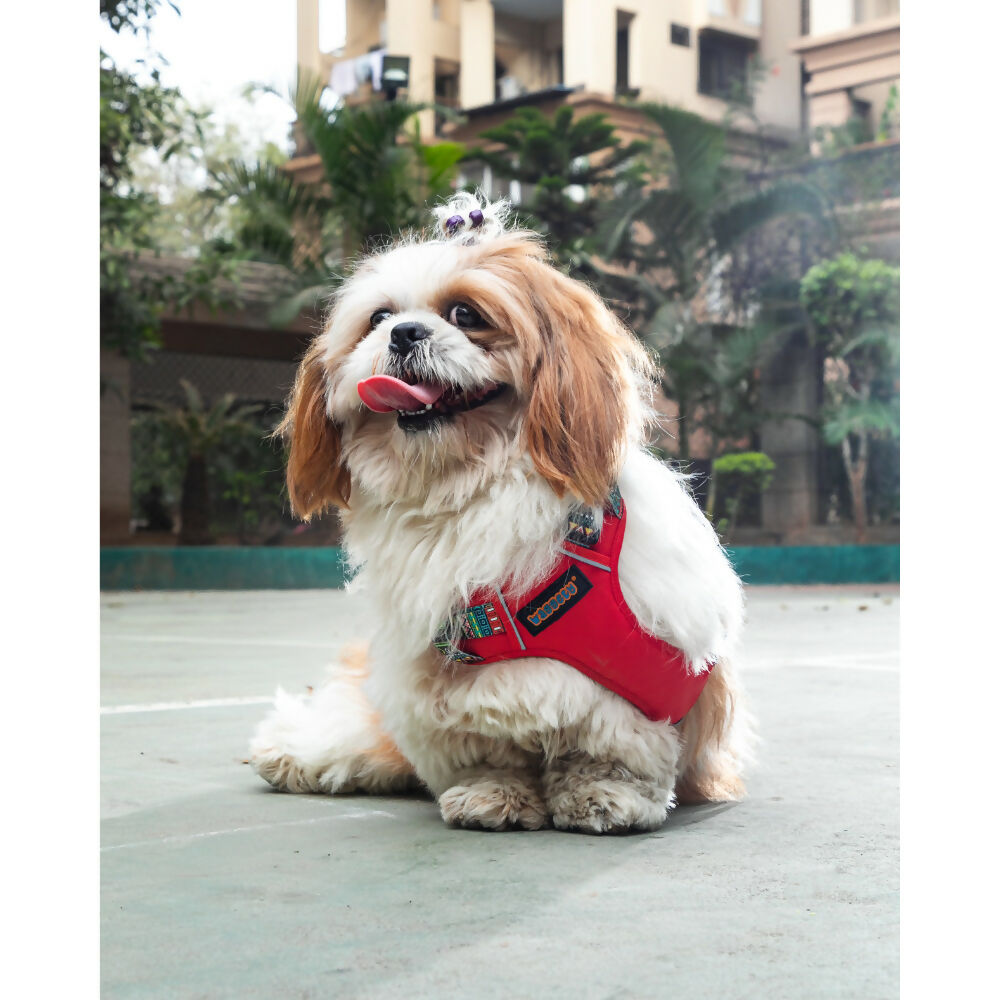 Waggety Adjustable Full Body Dog Harness - Comfortable Fit, Durable Polyester, Red - Dista