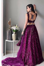 Thumbnail for Jyoti Fashion Wine Thread Embroidery Faux Georgette Designer Lehenga Choli with Dupatta - Distacart