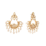 Thumbnail for Nuyug 22K Gold Plated Kundan Chandbali Pearl Elegance Earrings