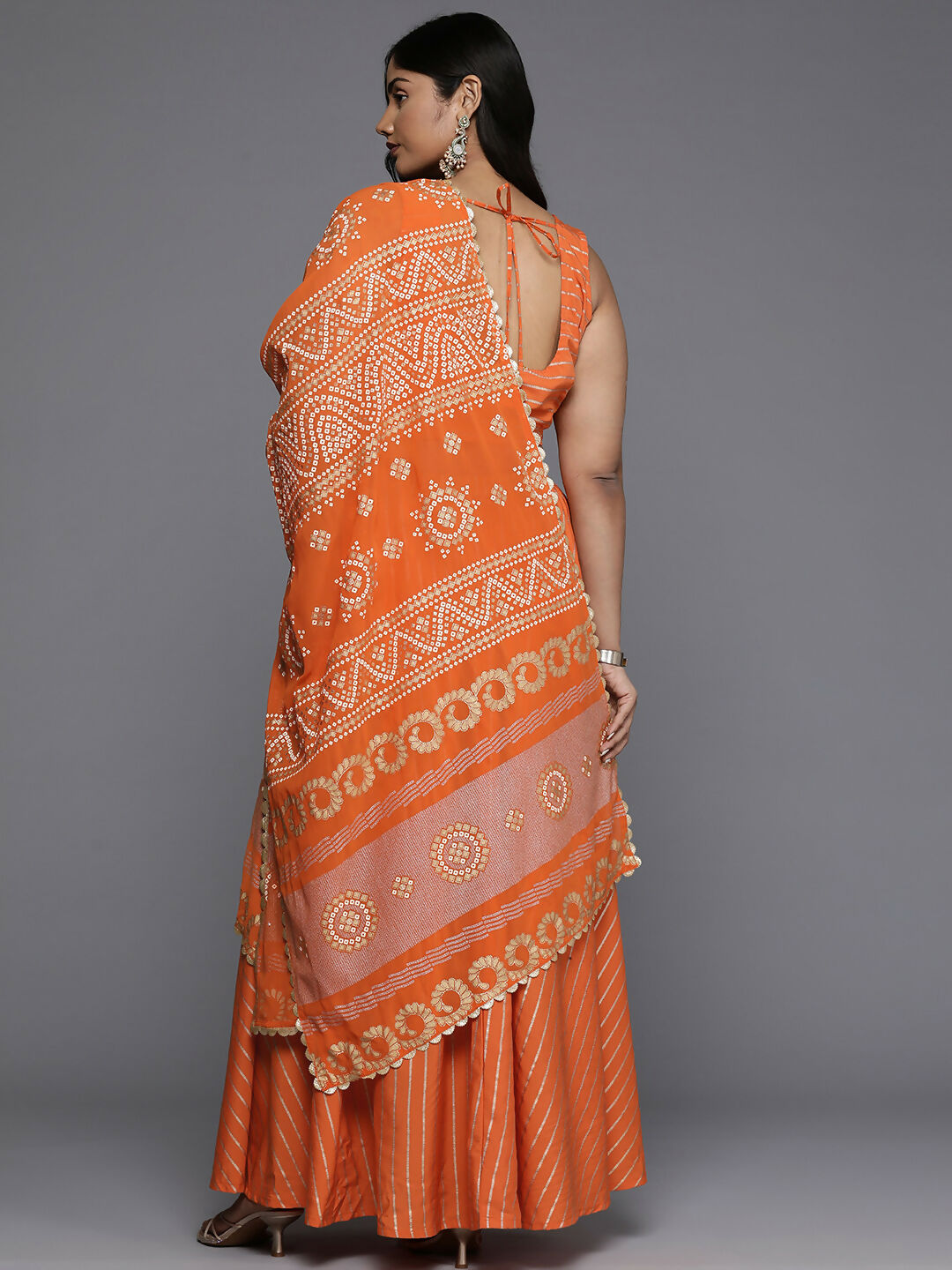 Ahalyaa Women's Traditional wear Lehenga Choli - Orange - Distacart