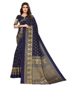 Thumbnail for Vamika Navy Blue Printed Art Silk Saree - Distacart