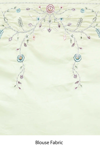 Green Satin Silk Sequence Embroidered With Stone Work Festive Saree - Nimaya Denzy - Distacart