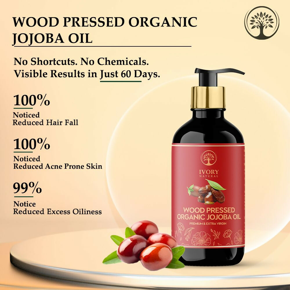 Ivory Natural Wood Pressed Organic Jojoba Oil Premium & Extra Virgin For Smooth Dry Skin, Avoid Flakiness, & Improve Skin Elasticity - Distacart