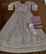 Thumbnail for Anaita Purple Real Georgette Readymade Anarkali Gown with Embroidery & Sequence Work - Distacart