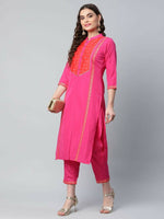 Thumbnail for Ahalyaa Womens Pink Crepe Printed Kurtas - Distacart