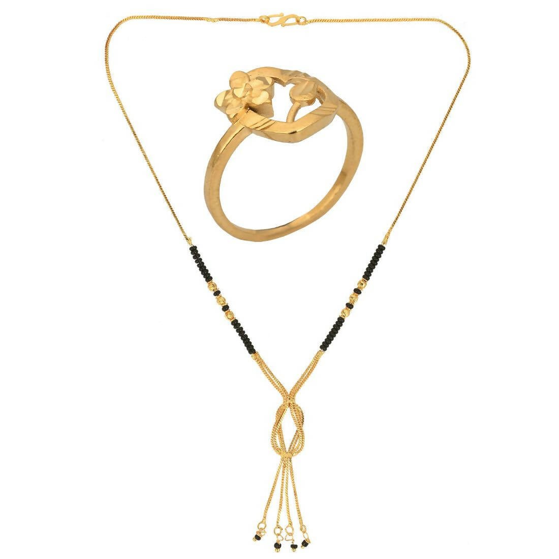 AanyaCentric Gold-plated Mangalsutra & Ring Set - Distacart