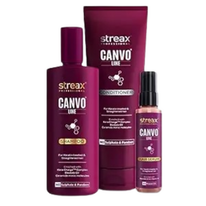 Streax Pro Canvo Line Shampoo, Conditioner & Serum For Straightened Hair - Distacart