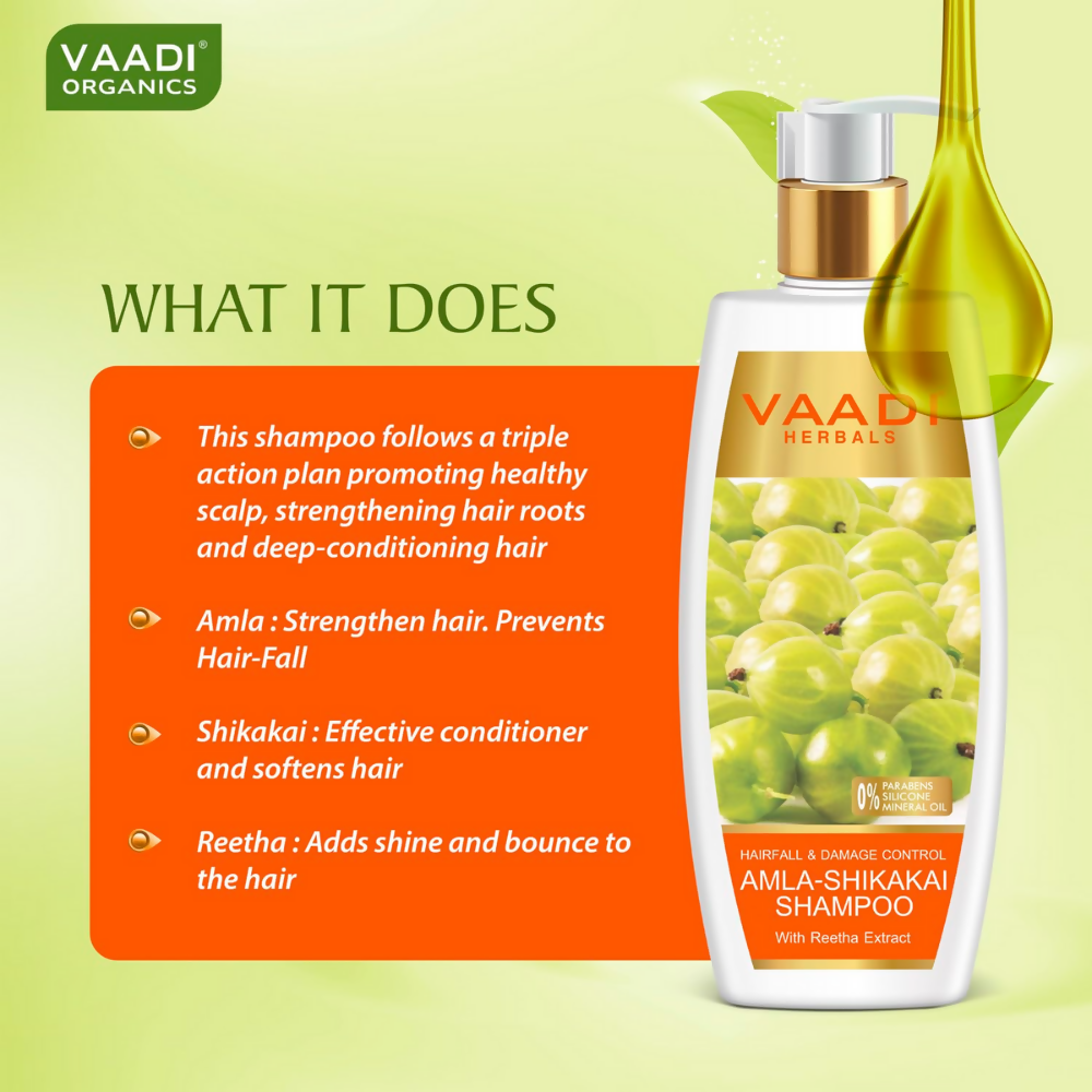 Vaadi Herbals Amla Shikakai Hair Fall and Damage Control Shampoo & Olive Conditioner