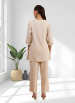 Thumbnail for Joban Fashion Cream Linen Embroidered Readymade Cord Set - Distacart