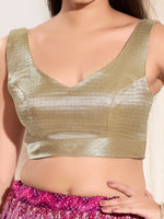 Thumbnail for Joban Fashion Antique Silver Mulberry Silk Padded Blouse With Sweetheart Neck Sleeveless - Distacart