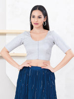 Thumbnail for Joban Fashion Silver Tissue Elbow Sleeveless Front Open Blouse