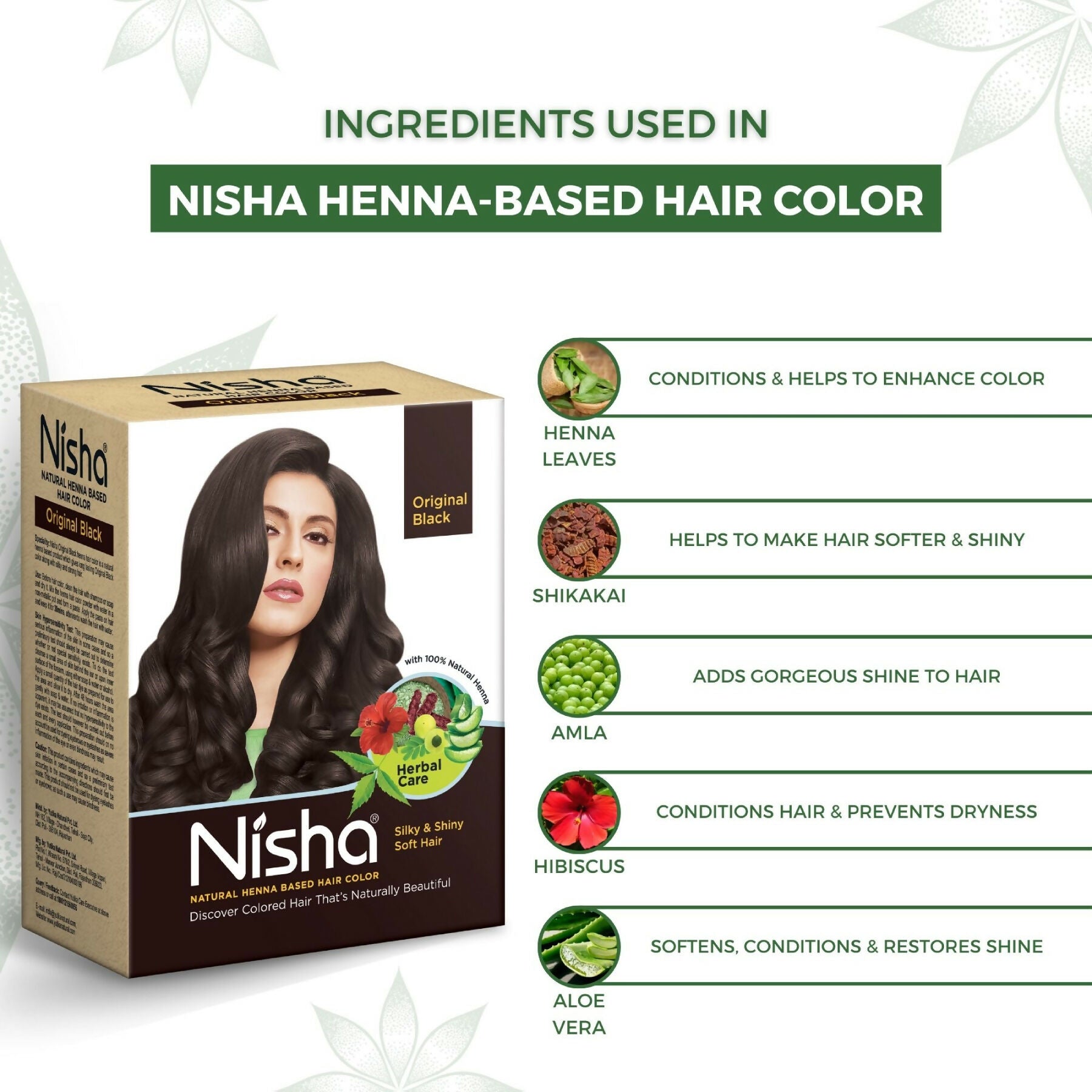 Nisha Henna Based Hair Colour for Women & Men Original Black - Distacart