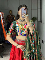 Thumbnail for Yash Enterprise Multicolor Dhola Silk Embroidery Semi Stitched Navratri Chaniya Choli - Dista