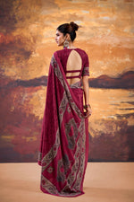 Thumbnail for Vastranavya Pink Crepe Printed Saree with Unstitched Blouse - Distacart