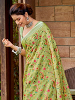 Thumbnail for Astita Linen Yellow Green Saree