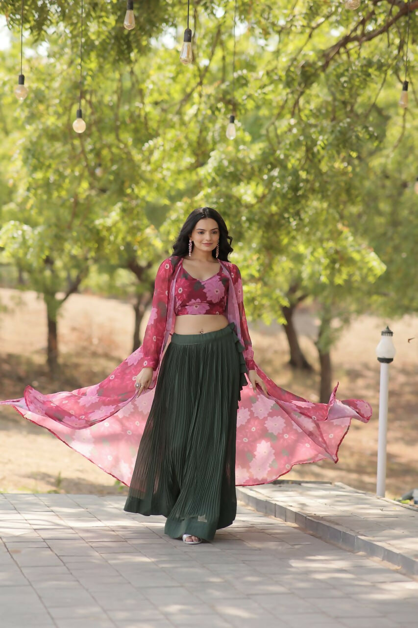 Vastranavya Latest Fancy Party Wear Lehenga Choli With Shrug - Pink - Distacart