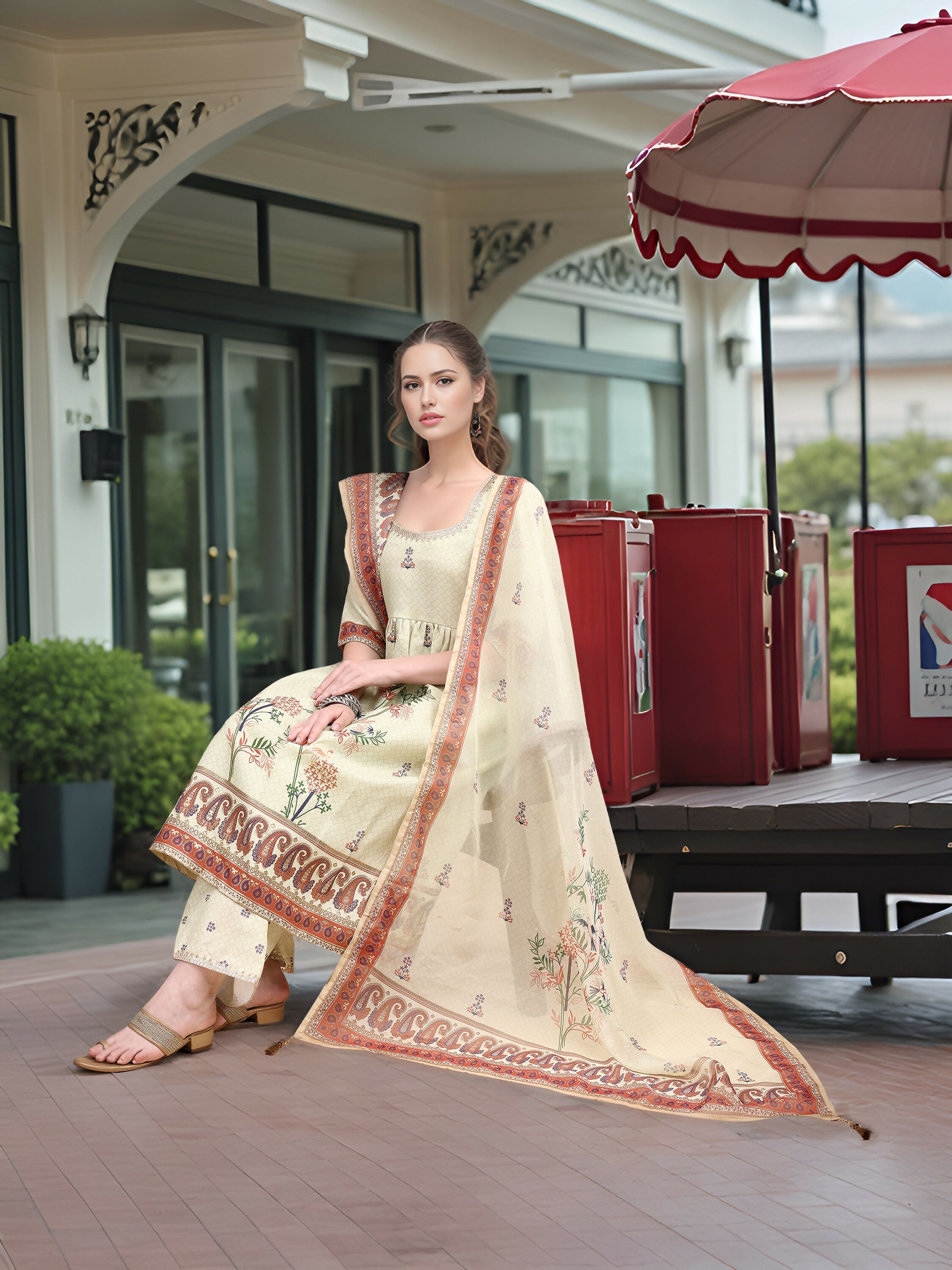 Joban Fashion Pista Position Digital Print With Position Foil Kurta Set