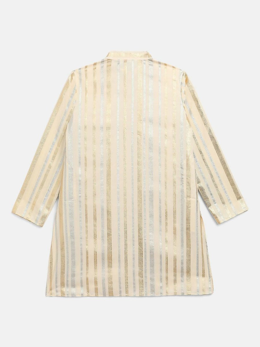 Ahalyaa Cream Crepe Foil Print Kids Kurta Churidar Set For Boys - Distacart