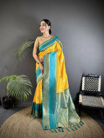 Thumbnail for Joban Fashion Yellow Banarasi Soft Silk Woven Saree