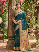 Thumbnail for Shree Shyam Fashion Teal Soft Silk Saree - Dista