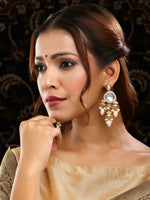 Thumbnail for Ruby Raang 22k Gold Polished Kundan Earrings With Pearls