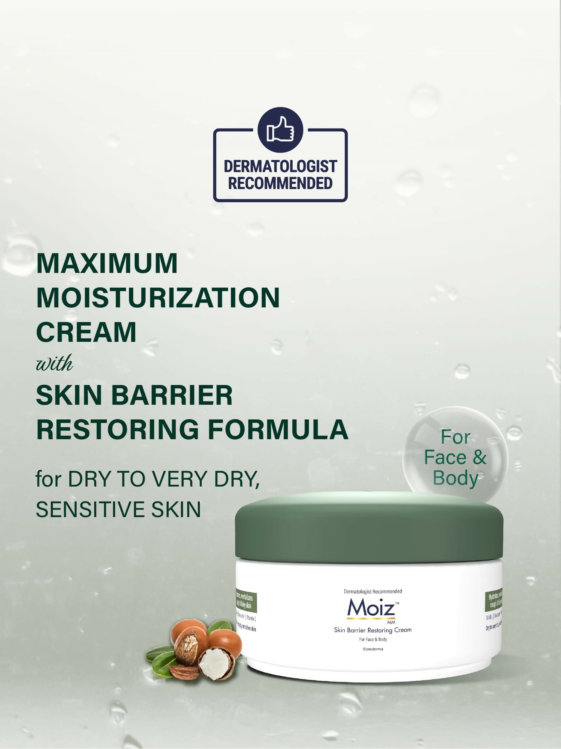 Moiz MM Skin Barrier Restoring Cream For Very Dry & Sensitive Skin, Shea Butter & Vitamin E - Distacart