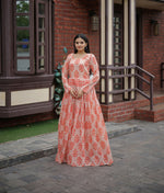 Thumbnail for Aayaa Pure Chanderi Gown With Heavy Digital Print - Multi Color - Distacart