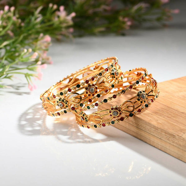 Afast Designer Fancy Party Bangle/ Kada Set, Gold, Metal, Pack Of 6 - Distacart