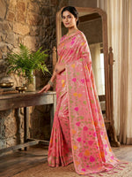 Thumbnail for Shree Shyam Fashion Pink Linen Cotton Saree - Distacart