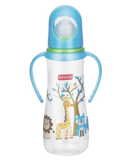 Babyhug Bubble Anti-Colic Sterilizable Feeding Bottle With Handles Blue White - Distacart