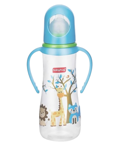 Babyhug Bubble Anti-Colic Sterilizable Feeding Bottle With Handles Blue White - Distacart